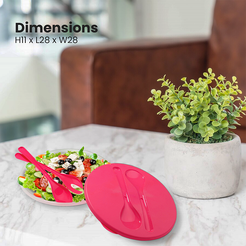 Salad Container With Pink Lid