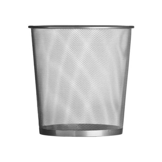 Small Matt Silver Mesh Waste Paper Basket - Premier Home