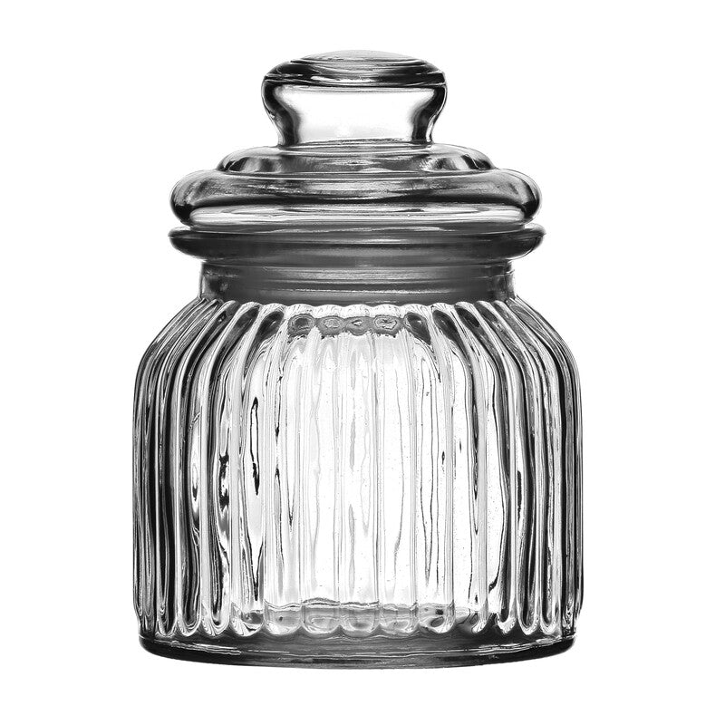 Ribbed Glass Storage Jar -600ml