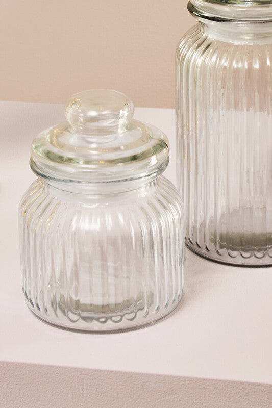 Ribbed Glass Storage Jar -600ml