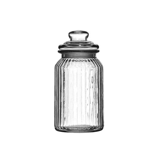 Ribbed Glass Storage Jar -1300ml - Premier Home