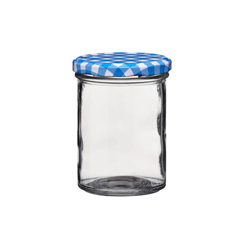 Blue Gingham Lid Clear Glass Jar - Premier Home