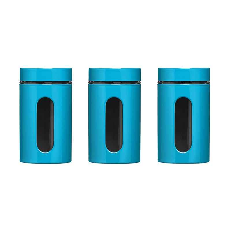 Blue Enamel on Steel Storage Jars - Set of 3 - Premier Home