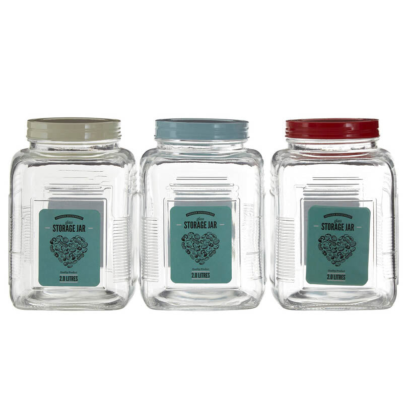 Luca Assorted Square Clear Glass Large Storage Jar