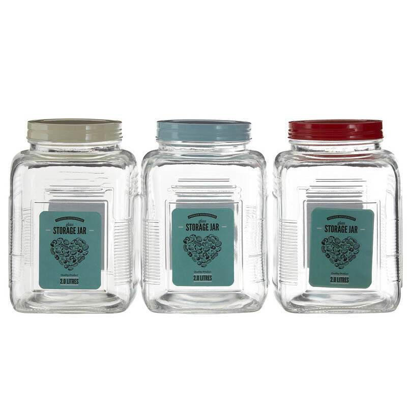Luca Assorted Square Clear Glass Large Storage Jar - Premier Home