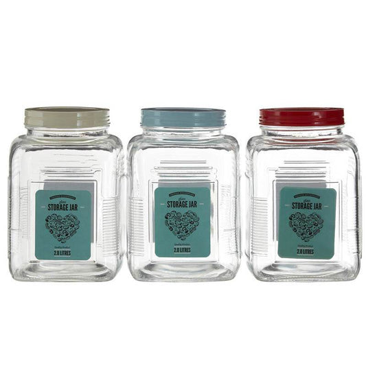 Luca Assorted Square Clear Glass Large Storage Jar - Premier Home