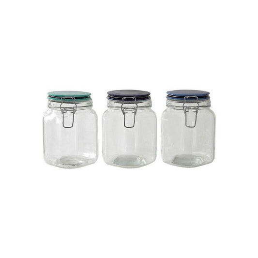 Glass Storage Jar 1050 ml (3 Assorted Colours) - Premier Home