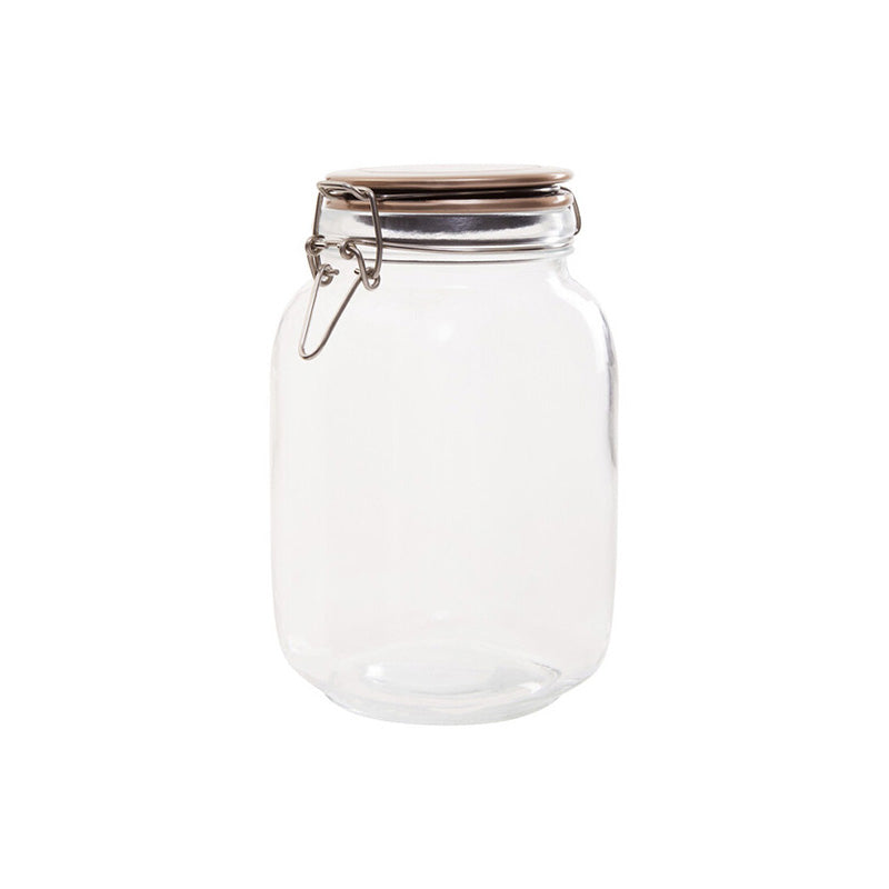 Luca Square 1550ml Glass Jar With Champagne Lid