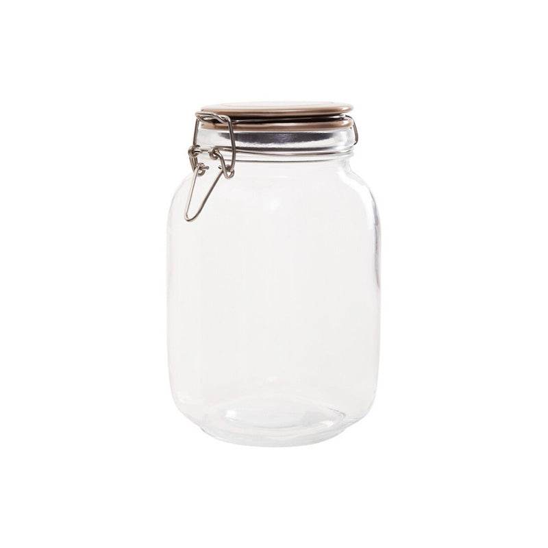 Luca Square 1550ml Glass Jar With Champagne Lid - Premier Home