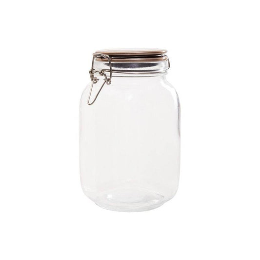 Luca Square 1550ml Glass Jar With Champagne Lid - Premier Home