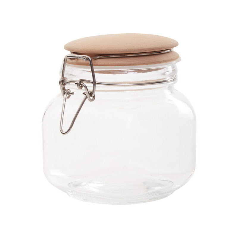 Luca Square 800ml Glass Jar With Wooden Lid