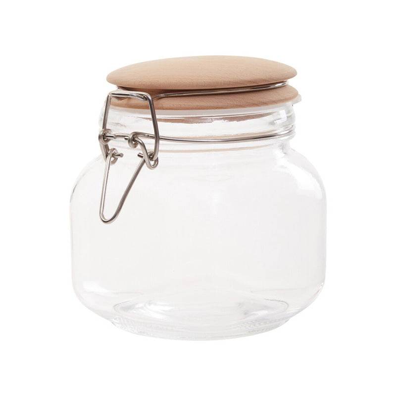Luca Square 800ml Glass Jar With Wooden Lid - Premier Home