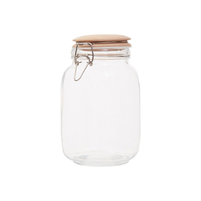 Luca Square 1550ml Glass Jar With Wooden Lid