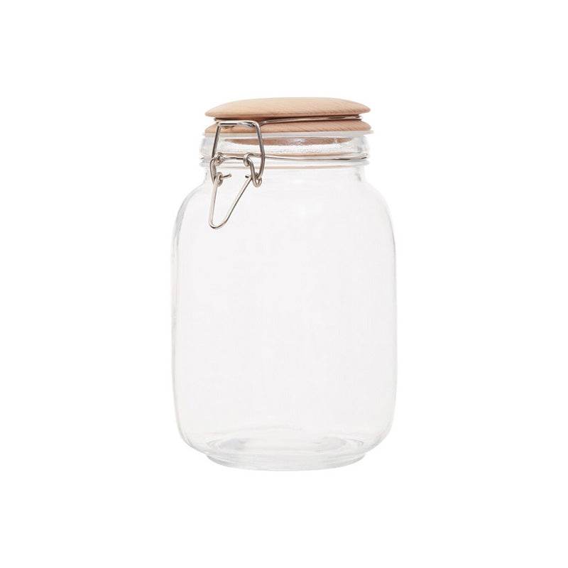 Luca Square 1550ml Glass Jar With Wooden Lid - Premier Home