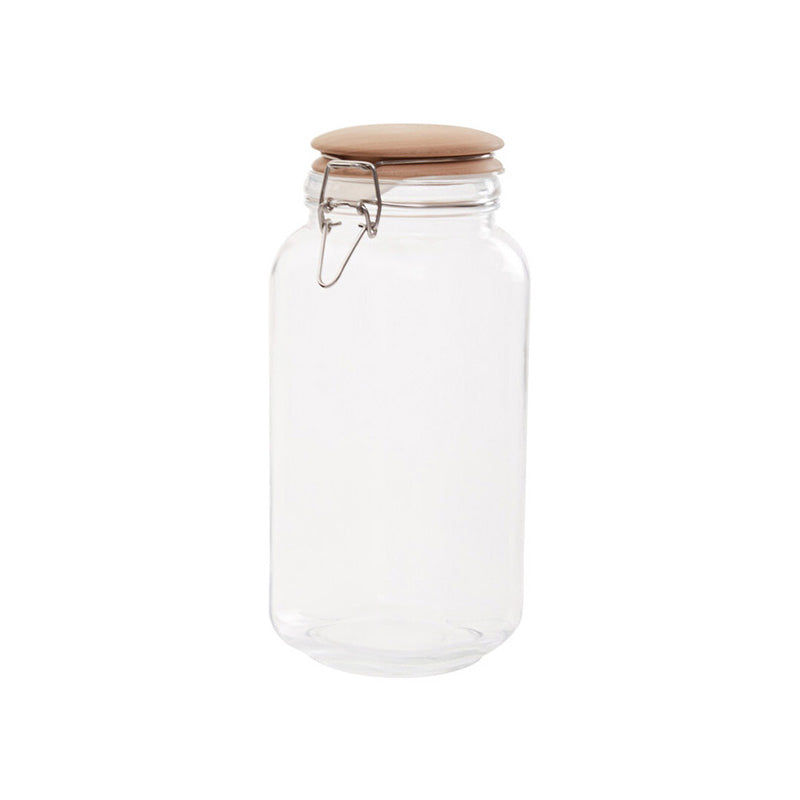 Luca Square 2150ml Glass Jar With Wooden Lid.