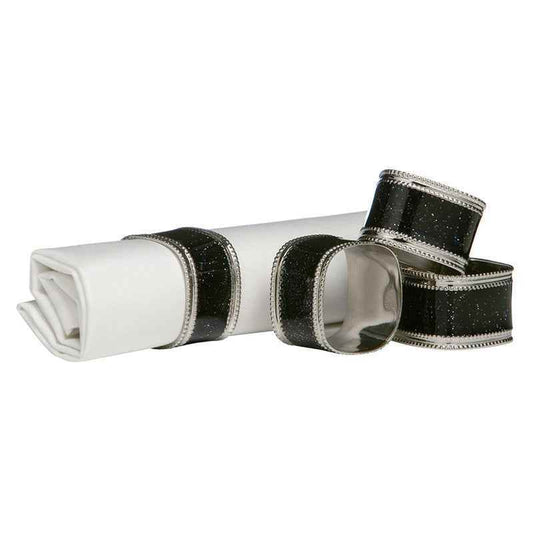 Black Glitter Napkin Rings - Set Of 4 - Premier Home