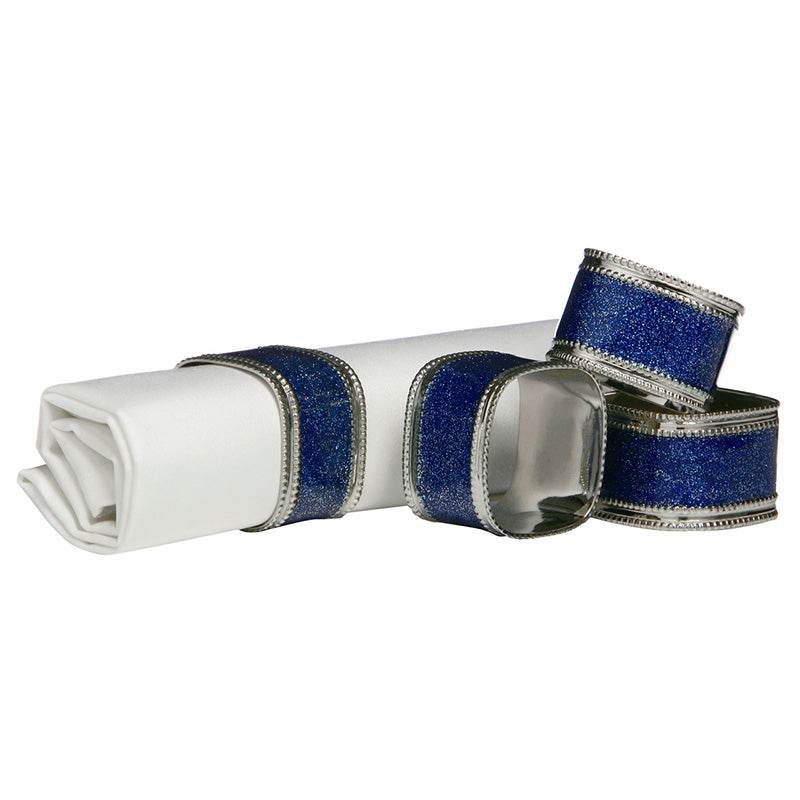 Sapphire Glitter Napkin Rings - Set Of 4 - Premier Home
