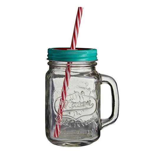 Embossed Mason Jar Mug With Watermelon Lid