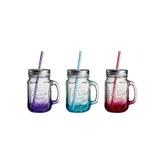 Embossed Coloured Mason Square Jar Mug - Premier Home