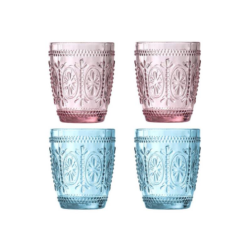 Set Of Four Fleur Glass Tumblers