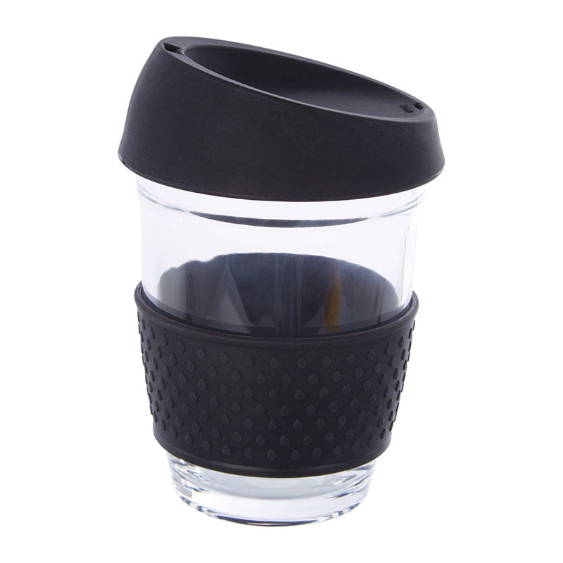 Mimo Glass Mug with Black Silicone Band Lid
