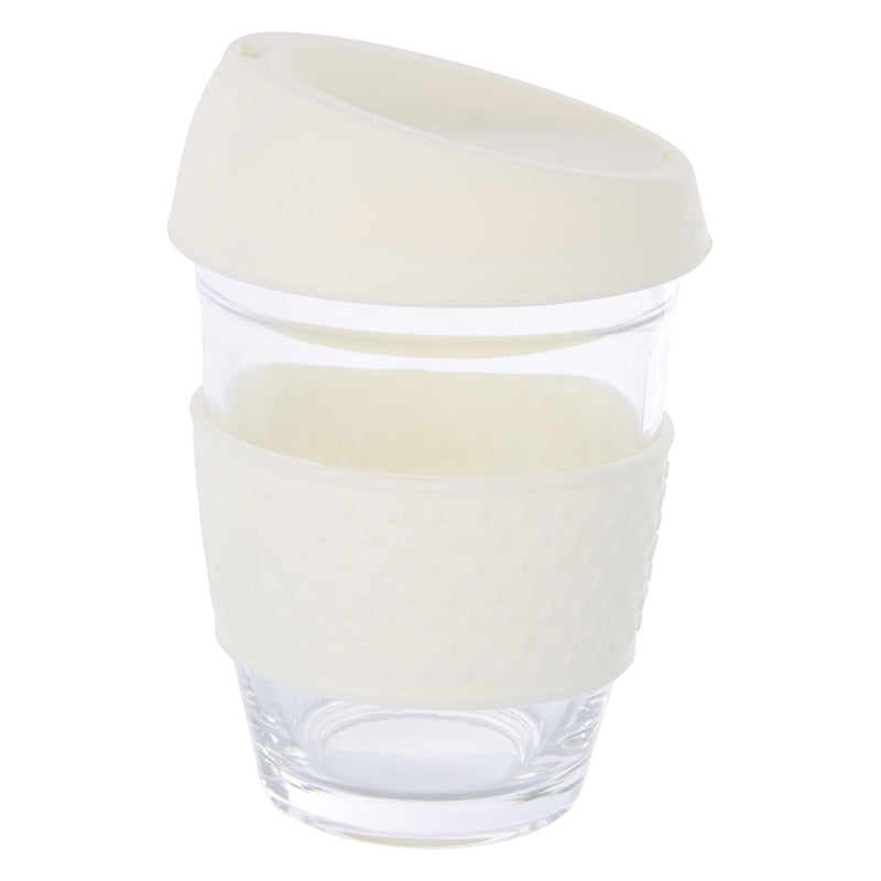 Mimo Glass Mug with Cream Silicone Band Lid