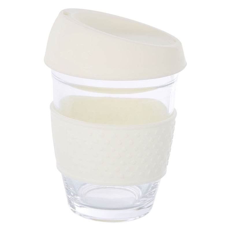 Mimo Glass Mug with Cream Silicone Band Lid - Premier Home