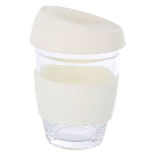 Mimo Glass Mug with Cream Silicone Band Lid - Premier Home