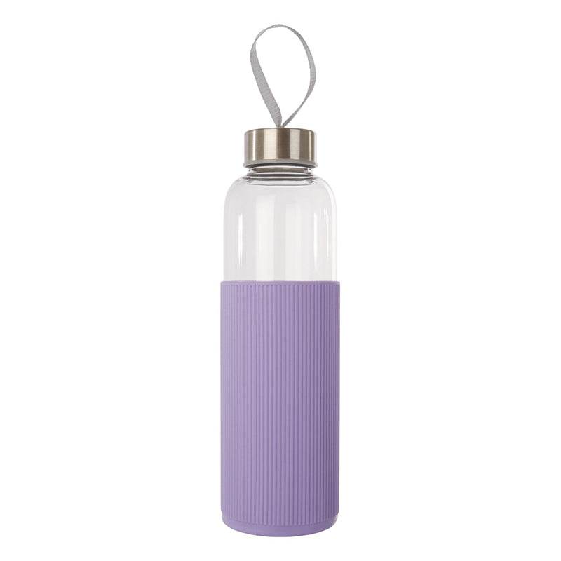 Glass Water Bottle with Purple Silicone Sleeve - Premier Home