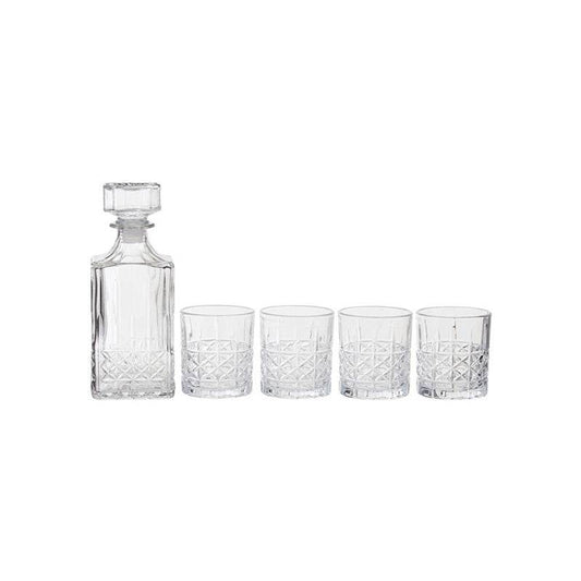 Dayla Diamond Pattern Decanter With Four Glasses - Premier Home