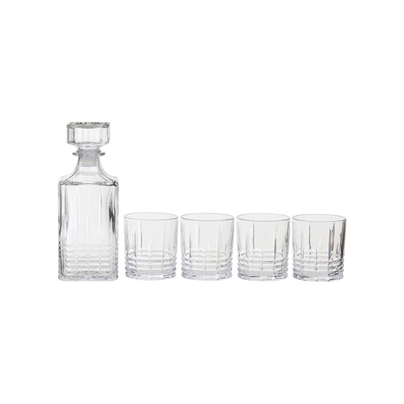 Dayla Ribbed Pattern Decanter With Four Glasses