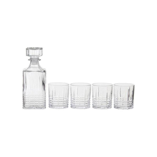 Dayla Ribbed Pattern Decanter With Four Glasses - Premier Home