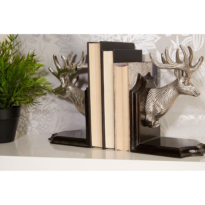 Stag Head Dark Brown Bookends - Set Of 2
