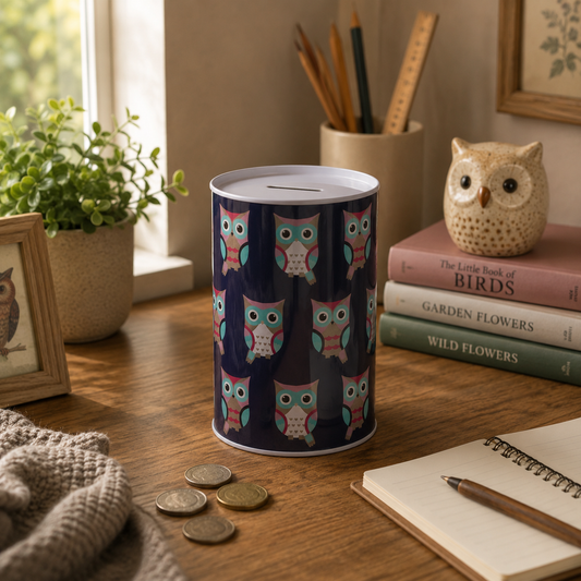 Happy Owls Large Money Tin
