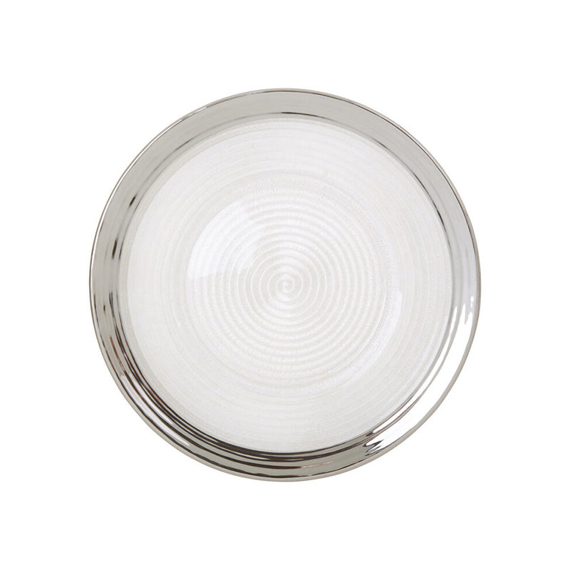Ida 27cm Embossed Dinner Plate With Silver Rim
