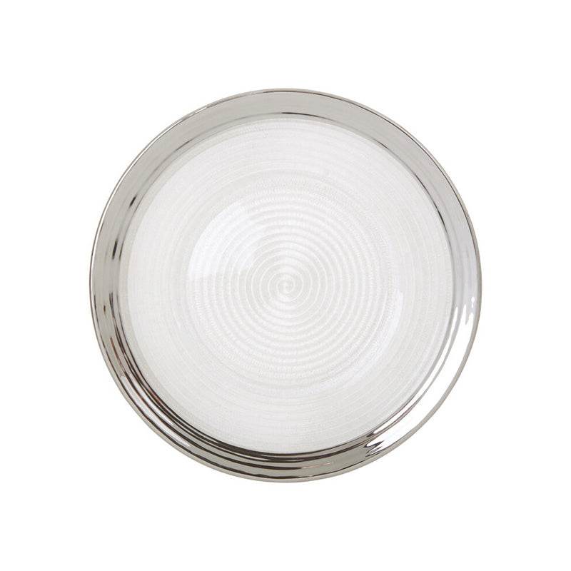 Ida 27cm Embossed Dinner Plate With Silver Rim - Premier Home