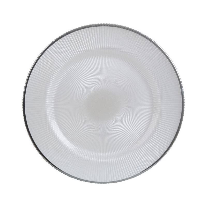 Ida Embossed White Glass Charger Plate