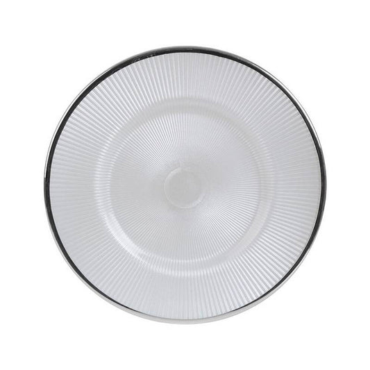 Ida 27cm Embossed White Glass Dinner Plate - Premier Home