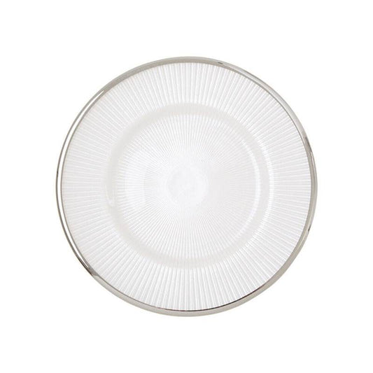 Ida 21cm Embossed White Glass Side Plate - Premier Home