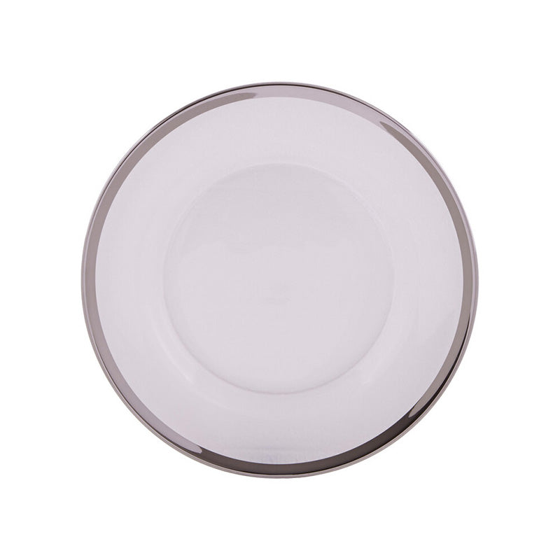 Ida 27cm Plain Dinner Plate With Silver Rim