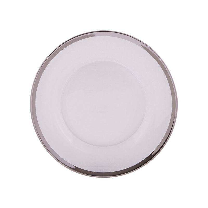 Ida 27cm Plain Dinner Plate With Silver Rim - Premier Home