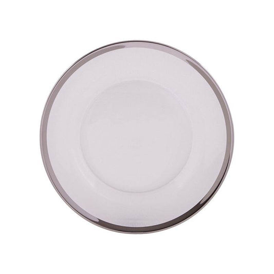 Ida 27cm Plain Dinner Plate With Silver Rim - Premier Home