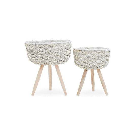 Lentigo Set Of Two White Planters - Premier Home