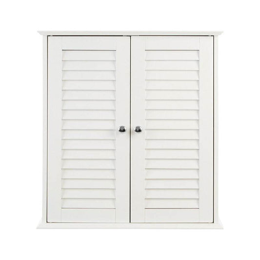 Shutter White Wood 2 Door Wall Cabinet - Premier Home