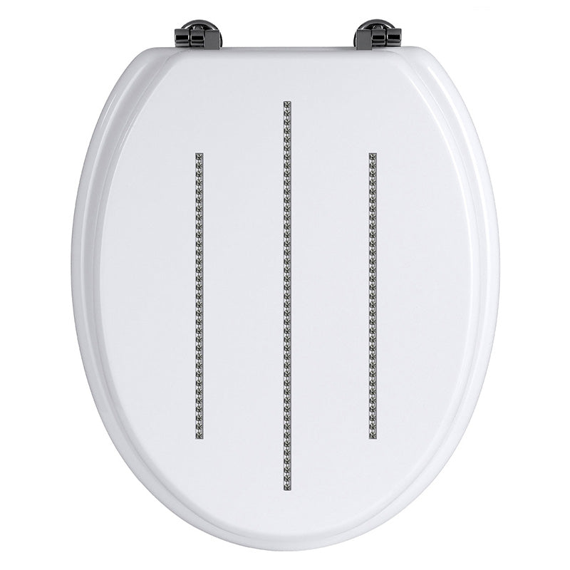 White Toilet Seat With Diamante Detail
