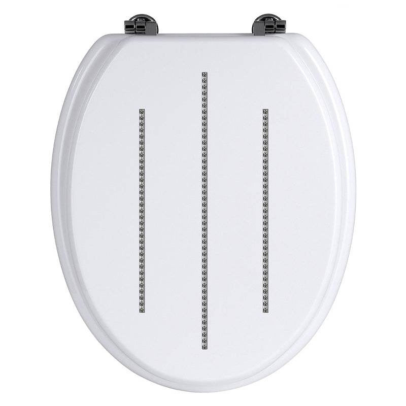 White Toilet Seat With Diamante Detail - Premier Home