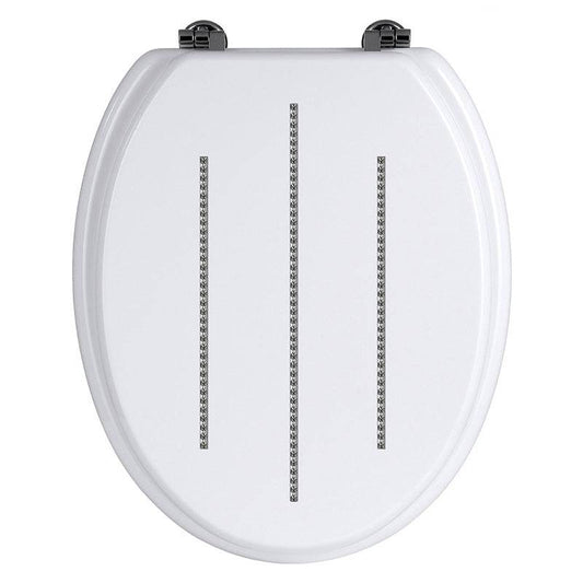 White Toilet Seat With Diamante Detail - Premier Home