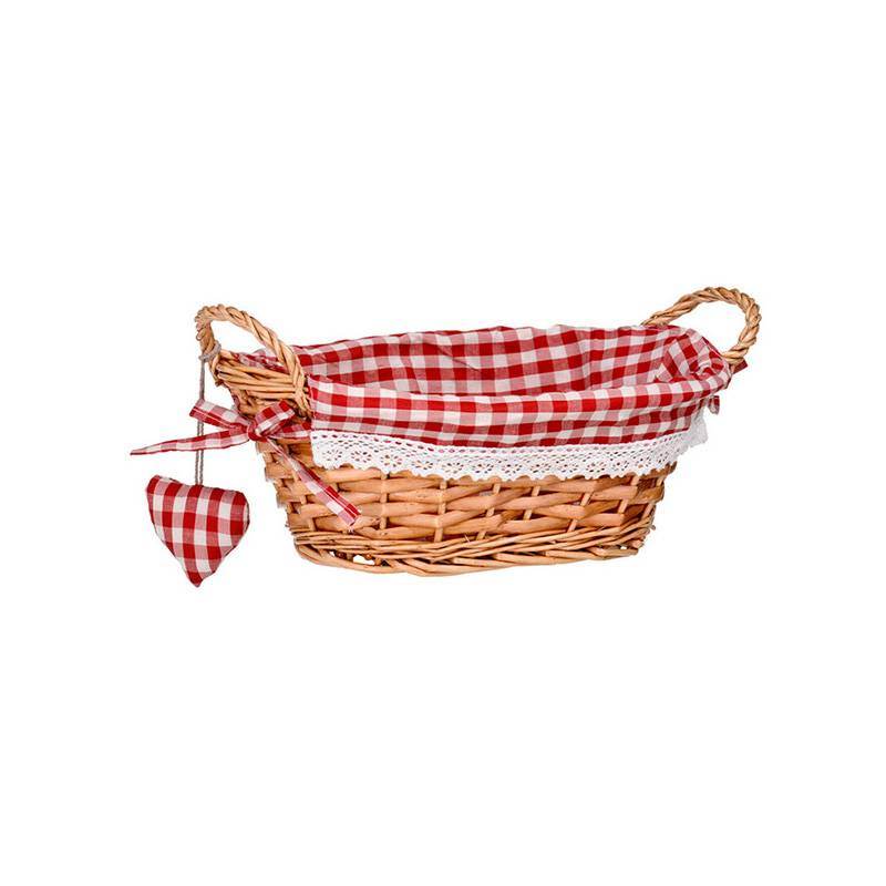 Red Gingham Lining Oval Willow Basket - Premier Home