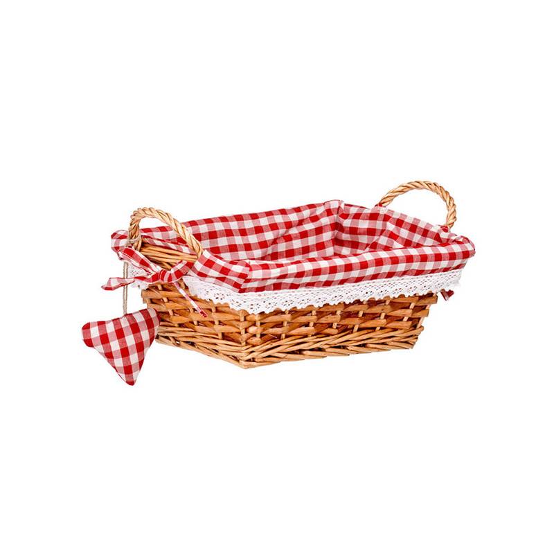 Red Lining Rectangle Small Willow Basket