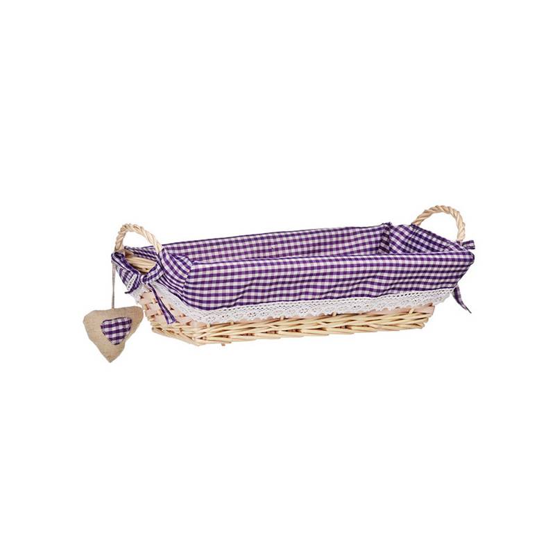 Purple Gingham Lining Large Rectangle Willow Basket